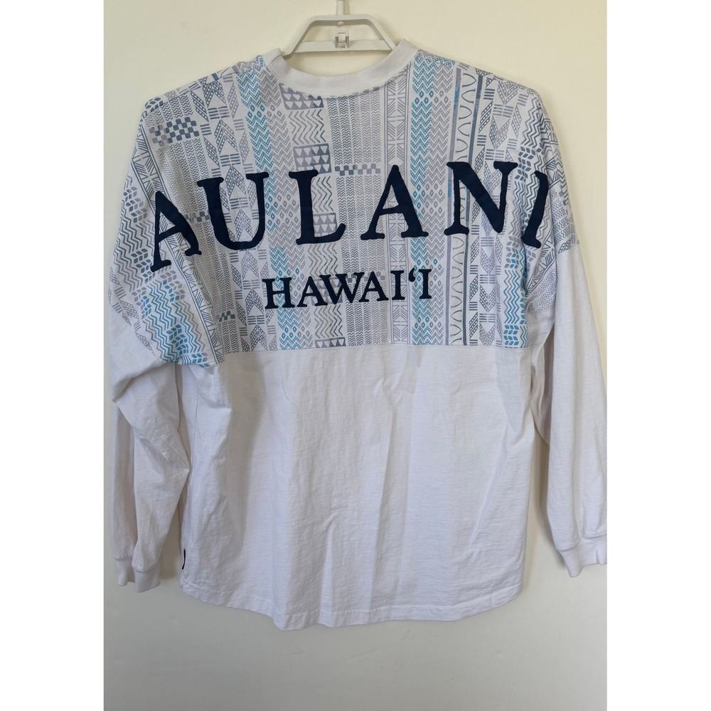 Disney Aulani Hawaii Spirit Jersey White Blue Tribal Geometric Shirt Lage